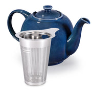 Blaue Porzellan Teekanne Swansea mit Edelstahlfilter